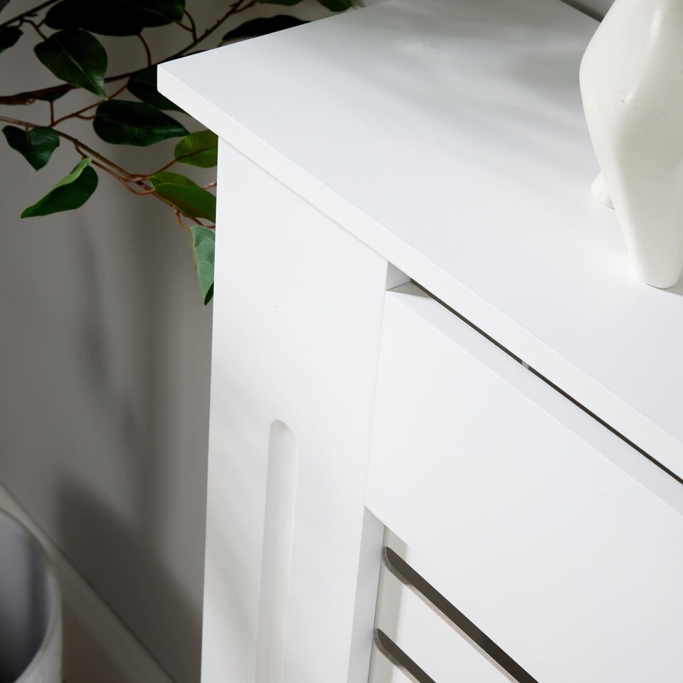 image 1 of Extending Radiator Cover Adjustable Wooden MDF Slatted Grill | White