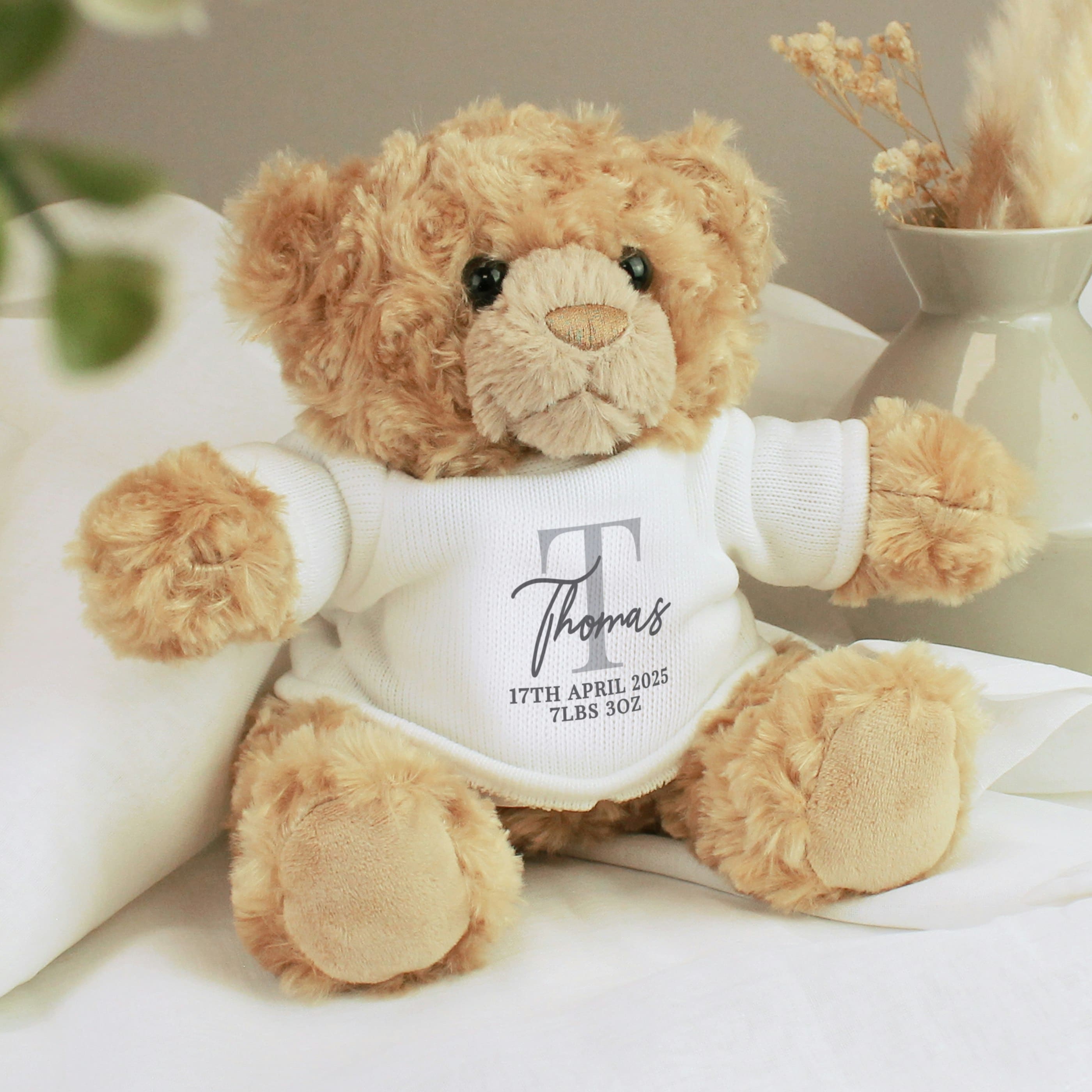 Personalised Memento Company Personalised Initial Teddy Bear in Brown