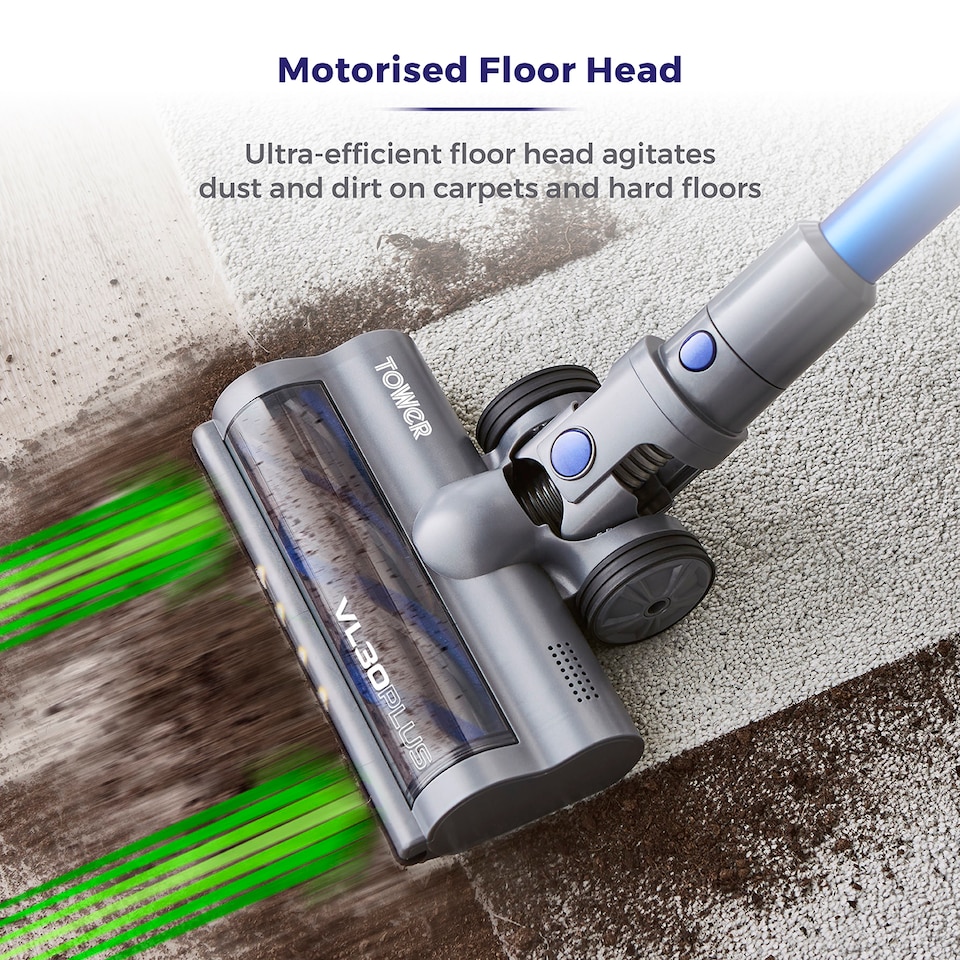 image 1 of Tower VL30 Cordless 3-in-1 Vacuum Cleaner with HEPA Filter, 1L, 150W, 22.2V, Blue & Grey, T513003