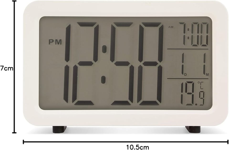 image 1 of Acctim Harley Superbrite Modern Digital Alarm Clock | White | White