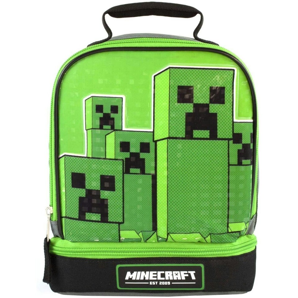 image 1 of Minecraft Childrens/Kids Double Creeper Lunch Bag - Green - One Size
