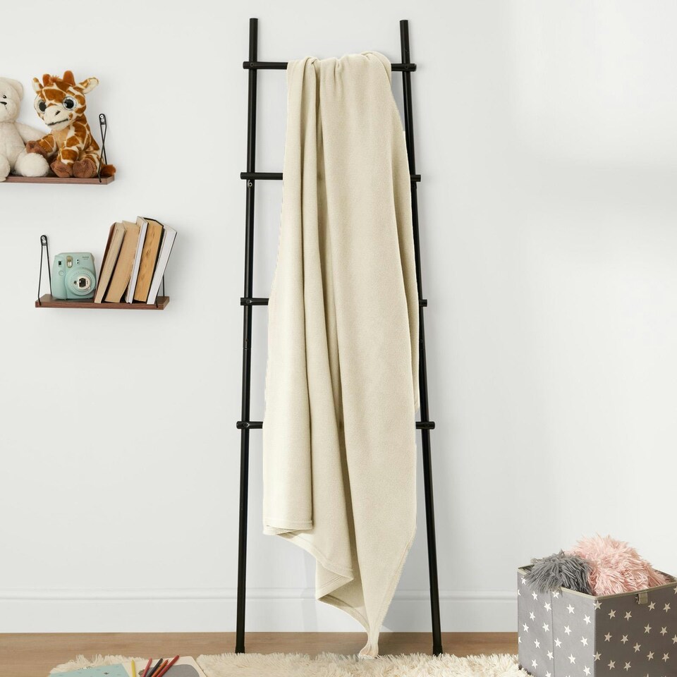 image 1 of OHS Plain Fleece Blanket Bedspread, 125x150cm - Cream