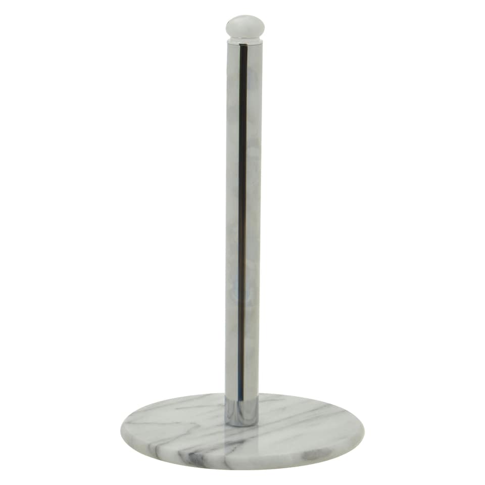 image 1 of Interiors by Premier Stable Chrome Kitchen Roll Holder With Marble Base, Elegant Design Kitchen Holder, Sturdy Roll Holder
