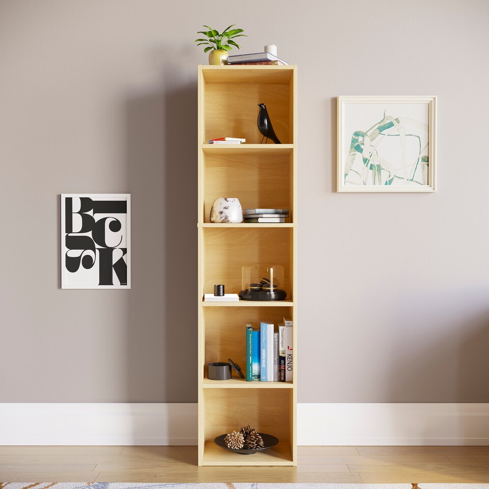 image 1 of Vida Designs Oxford 5 Tier Cube Bookcase Display Storage, Oak