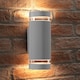 image 3 of Auraglow Outdoor Double Up & Down Wall Light - ELTON | Silver | Silver/Cool White