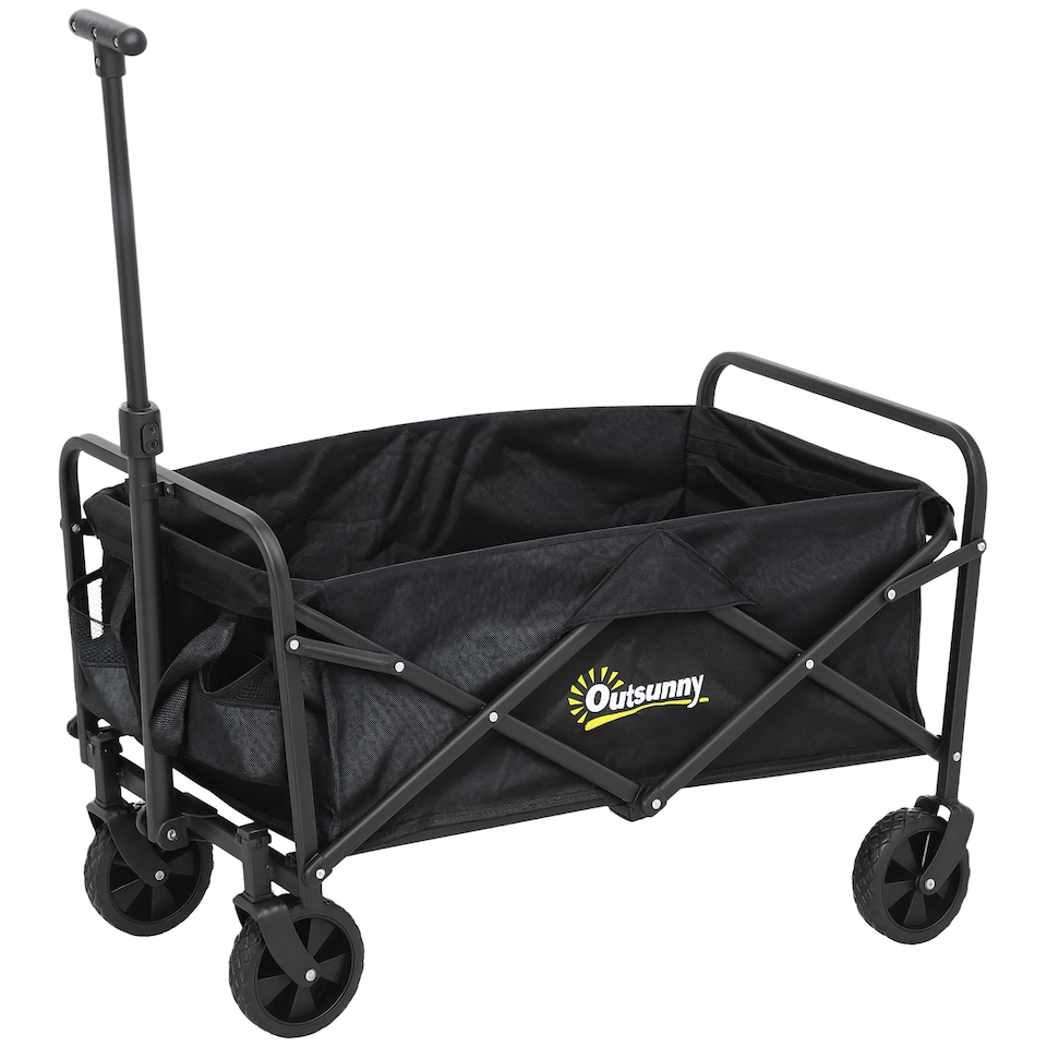 image 1 of Outsunny 62L Festival Trolley, 120kg Heavy Duty Folding Trolley Cart, Black