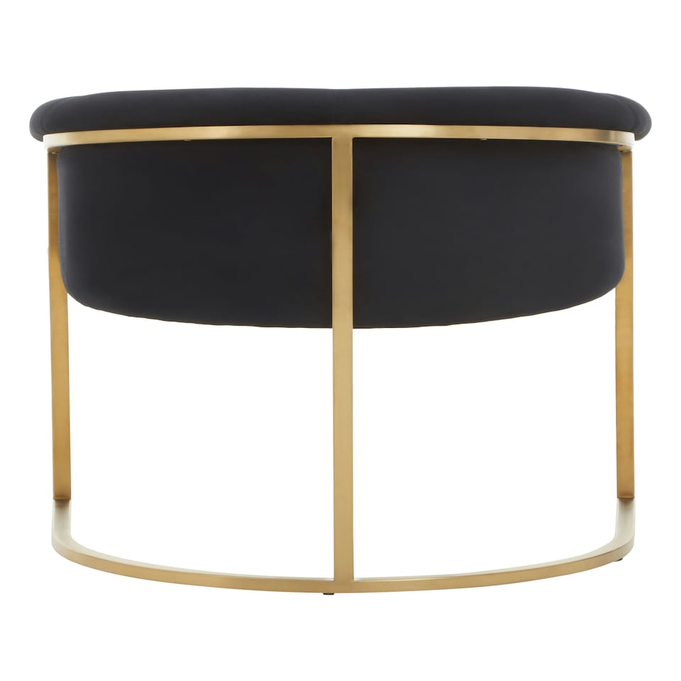 image 1 of Interiors by Premier Black Velvet Dining Chair with Arms, Matte Gold Base Armchair for Dinner, Dining Room, Home and Office