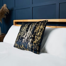 BHS Foil Print Cushion, Navy & Gold