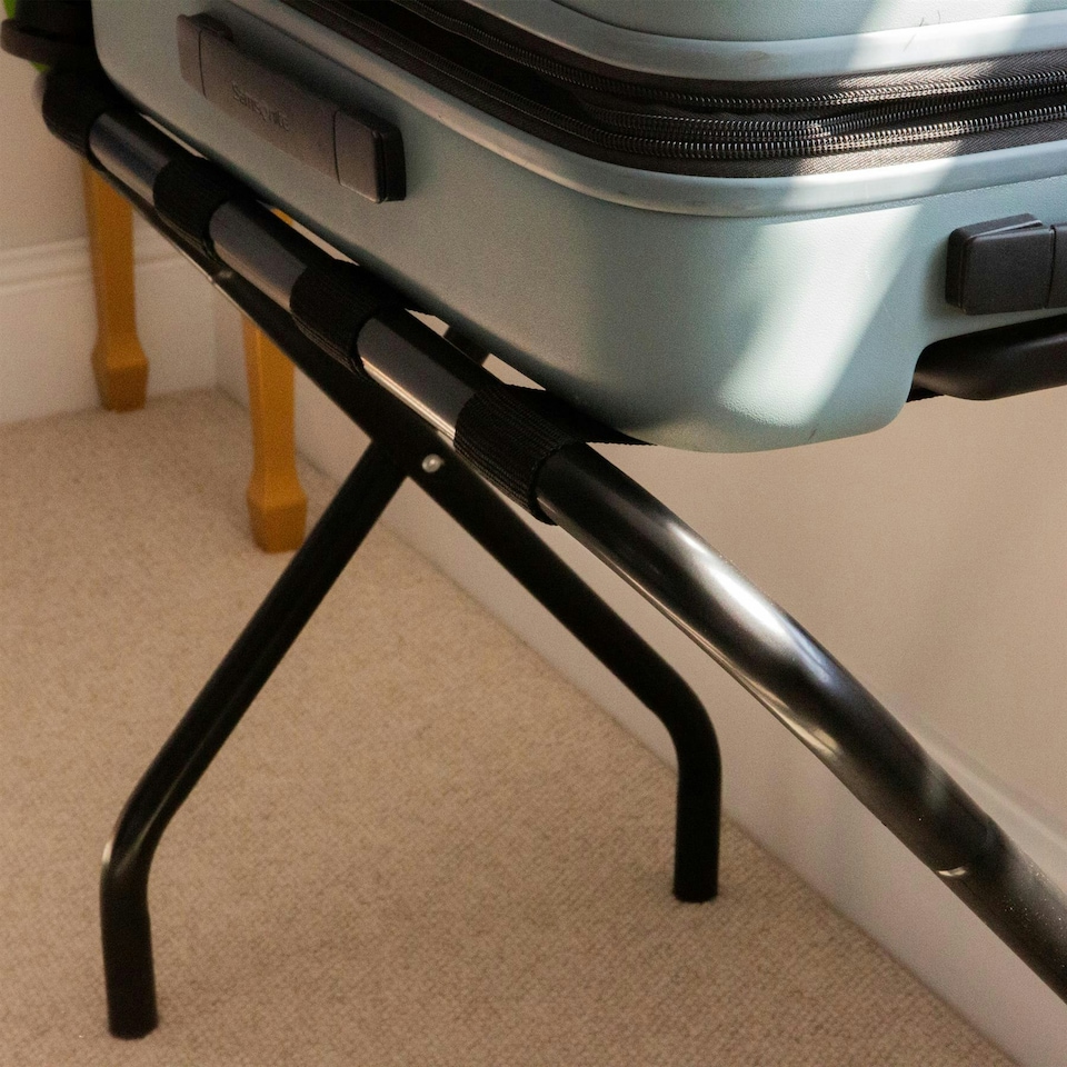 image 1 of Harbour Housewares Folding Metal Luggage Rack - Black Black
