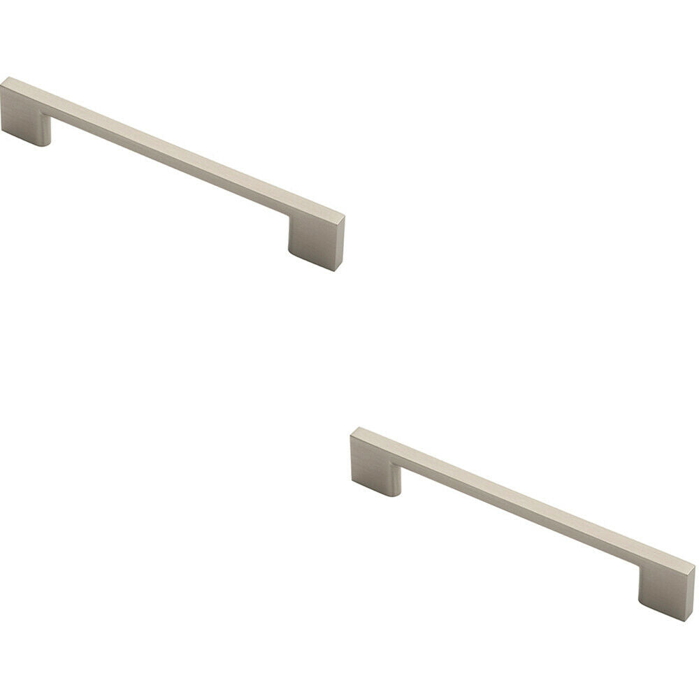 Loops 2x Slim D Shape Pull Handle 152 x 7.5mm 128mm Fixing Centres Satin Nickel in Metallics