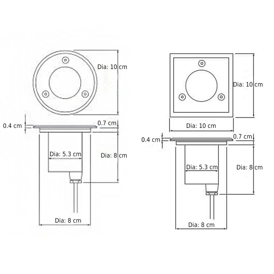 image 1 of CGC MYAH Square Stainless Steel Inground and Decking Light 10 cm | Silver | Stainless steel effect | Height: 10 cm Width: 10 cm Cut Out: 8.5 cm