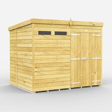 8 x 7 Feet Pent Security Shed - Double Door - Wood - L214 x W243 x H201 cm Brown