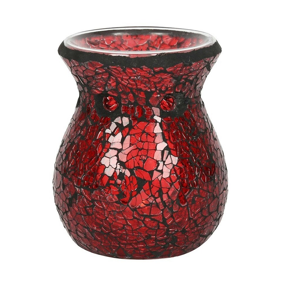 image 1 of Something Different Crackle Effect Oil Burner - Red - 11cm x 8.5cm x 8.5cm