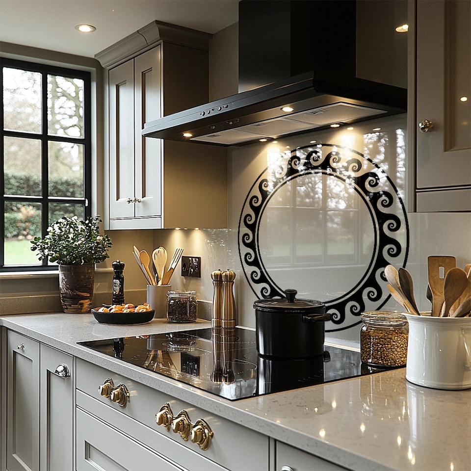 image 1 of Decorative Egyptian Splash Back | White