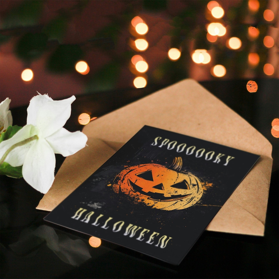 image 1 of Pumpkin Jack o Lantern Fun Spooky Scary Haunted Halloween Card