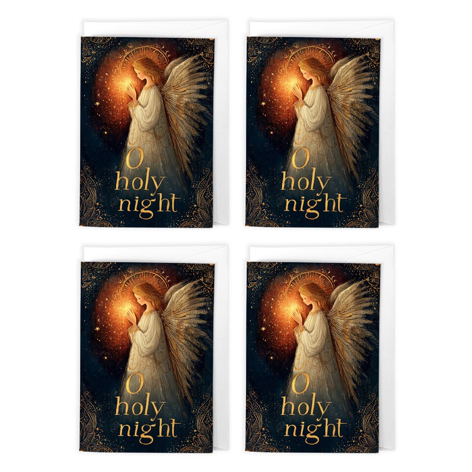 image 1 of Christmas Angel Cards Pack of 4 Holy Night Nativity Festive Greeting Cards