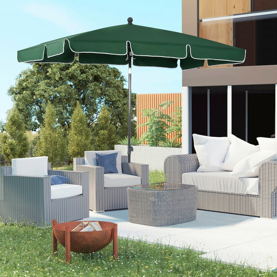 image 1 of Outsunny Aluminium Sun Umbrella Parasol Patio Rectangular 2M x 1.3M Green