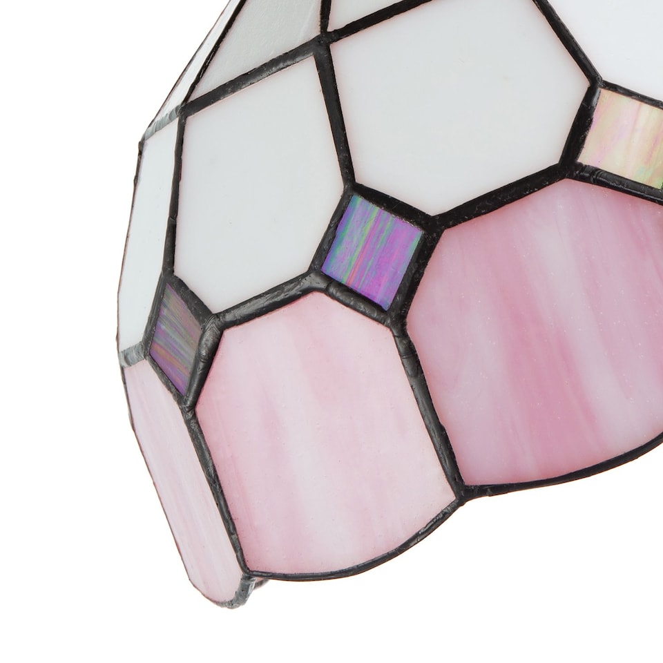 image 1 of Traditional Soft Pink and Opal White Tiffany Glass Pendant Light Shade | Pink | Pink | 1