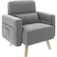 image 2 of Yaheetech Fabric Armchair Chair with Rubberwood Legs Side Pockets and Lumbar Pillow | Grey | Light Grey