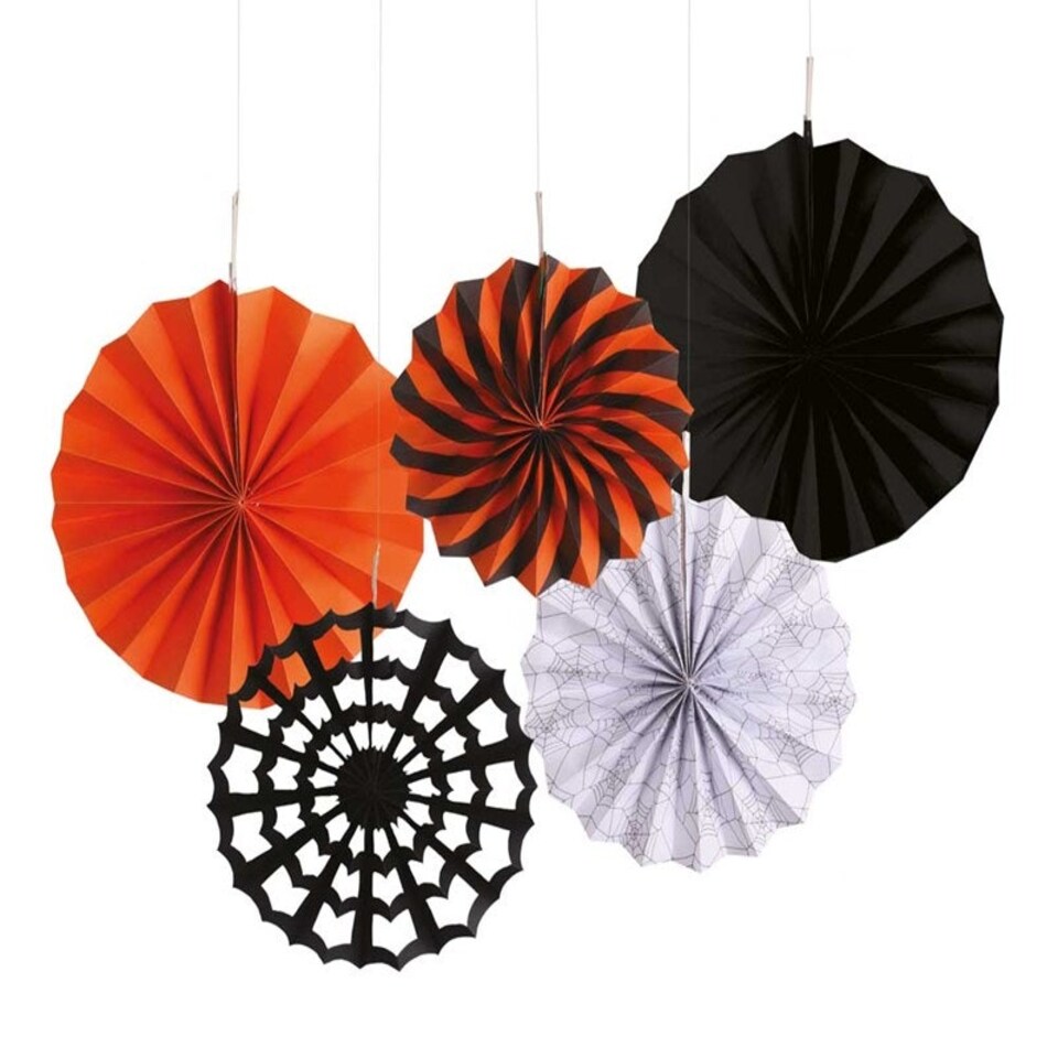 image 1 of Pack of 5 Halloween Hanging Paper Decorations