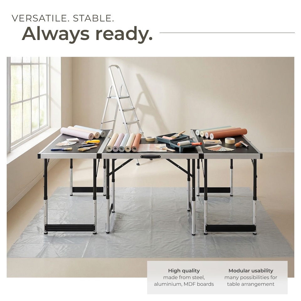 image 1 of Folding Table Trestle Camping Party Picnic BBQ Stall Garden Indoor Outdoor