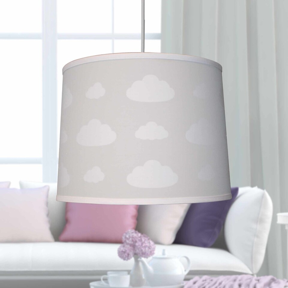 image 1 of Set of 2 Clouds - Light Grey Easy Fit Fabric Pendant Shade | Grey | Large | 1