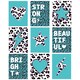 image 1 of Pack of 9 Turquoise Purple Leopard Pattern Heart Lightning Star Beautiful Bright Strong Wall Art Prints 12x16 Inch