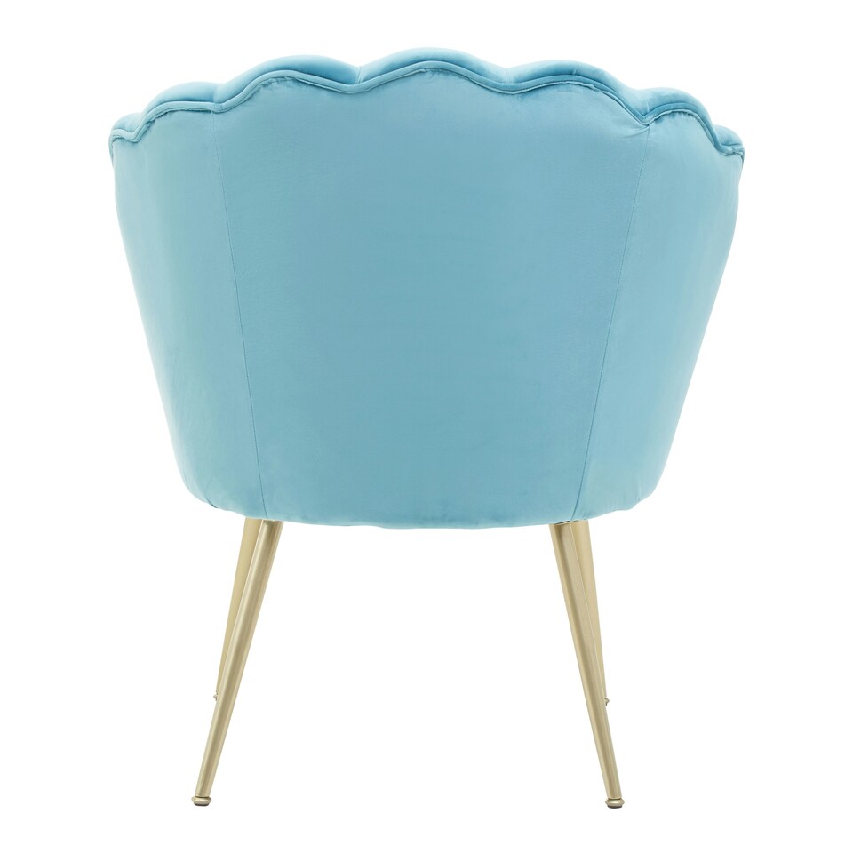 image 1 of Interiors by Premier Aqua Velvet Scalloped Armchair, Supportive Armrest Lounge Chair, Easy to Clean Velvet Accent Chair