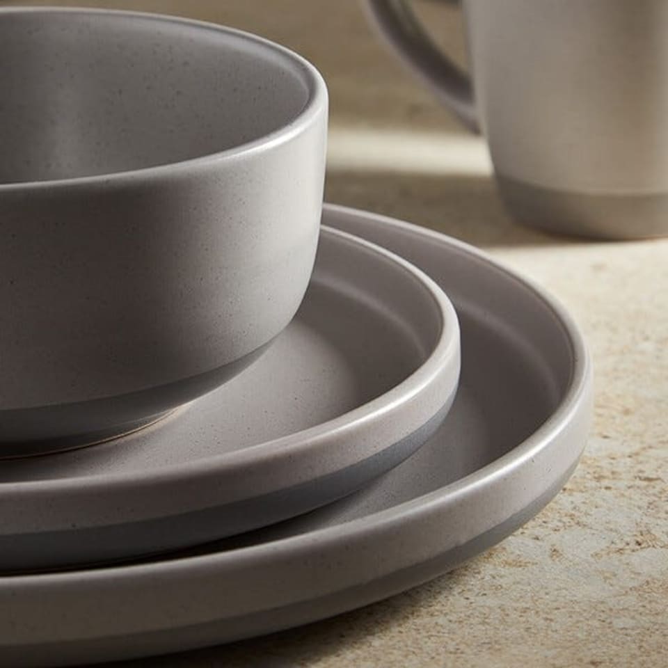image 1 of Barbary & Oak Avena 16 Piece Dinnerware Set Grey