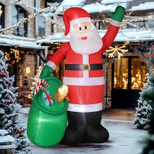 Outsunny 9ft/275 cm Christmas Inflatable Santa with Bear Sack, Giant Christmas Blow Up Decoration with Built-in LED Lights for Garden, Indoor Outdoor Home Decor