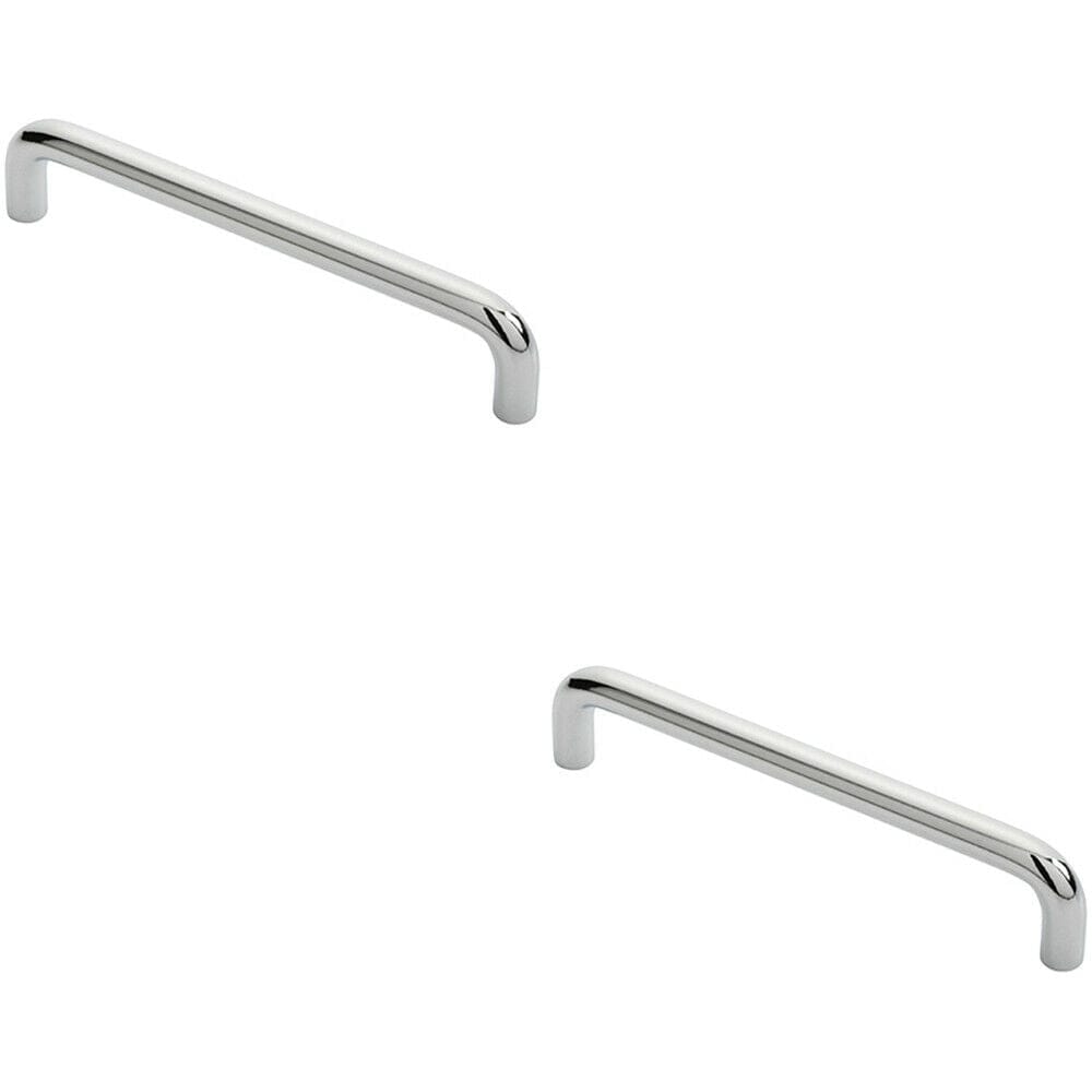Loops 2x Round D Bar Cabinet Pull Handle 138 x 10mm 128mm Fixing Centres Chrome