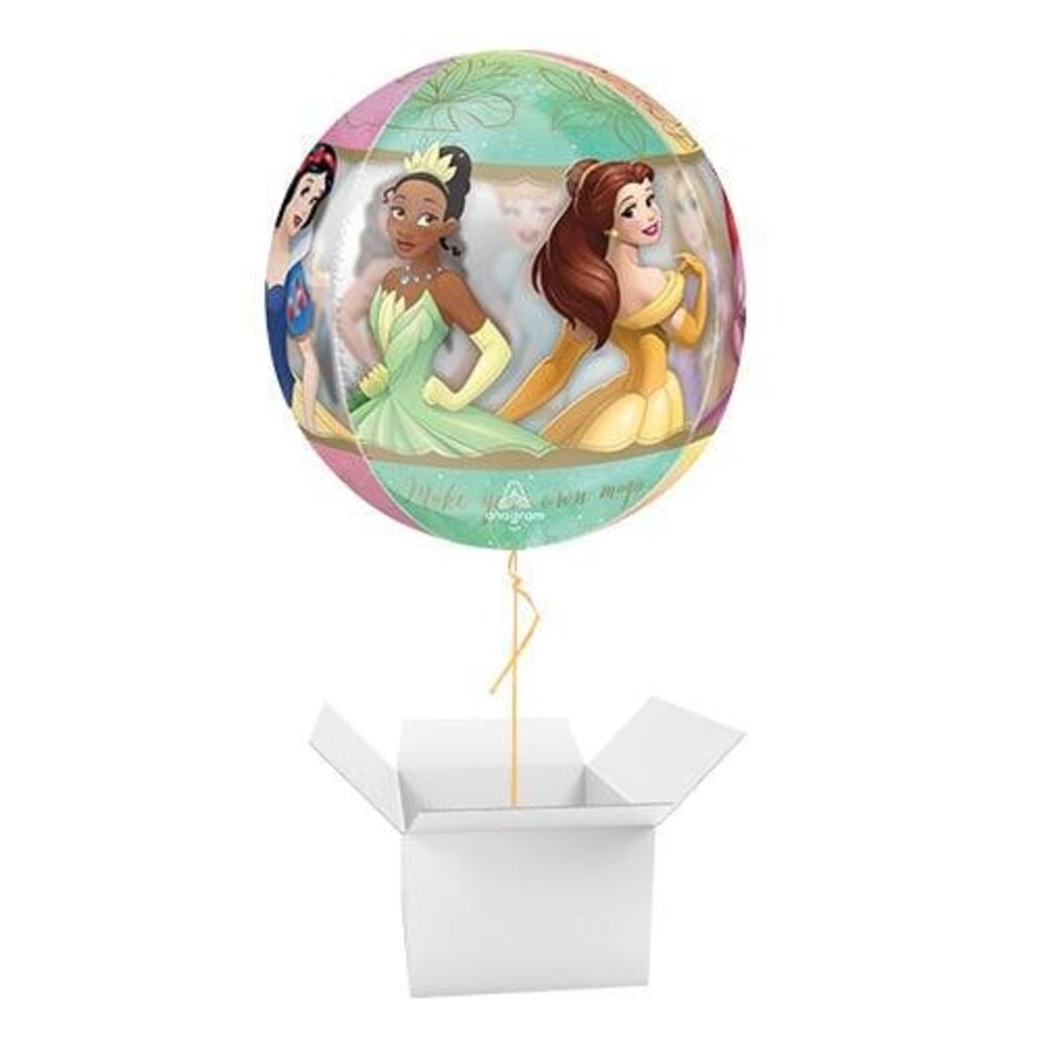 image 1 of Disney Princess See-Through Orbz Foil Helium Balloon - Inflated Balloon in a Box Multi