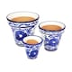 image 2 of Verano Spanish Ceramics Set of 3 Classic Plant Pots - 16-29cm Blue Floral Blue