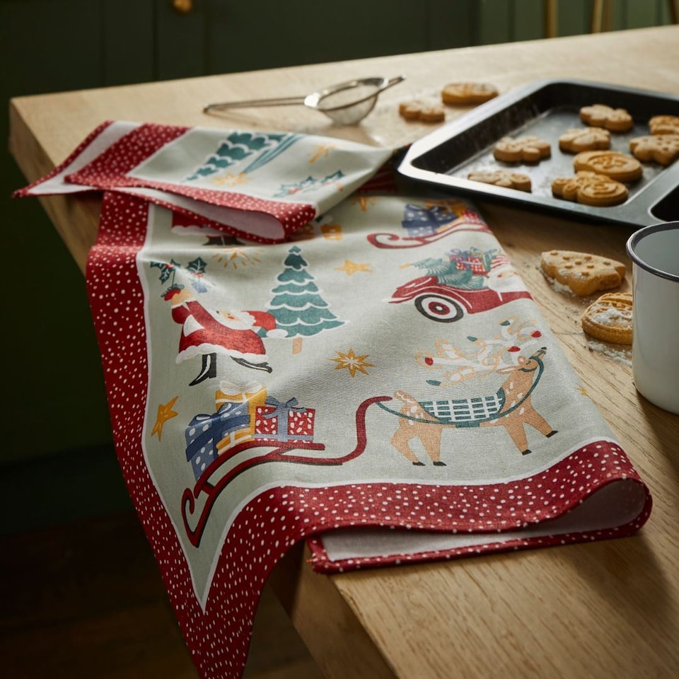 image 1 of Ulster Weavers Tis The Season Tea Towel - Cotton Red/Green