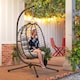 image 8 of Outsunny Rattan Hanging Egg Chair, Foldable Wicker Hammock Swing Chair with Cushion, Stand, Adjustable Height, Head Pillow, Steel Frame for Garden Patio Indoor Outdoor, Light Grey | Grey | Light Grey