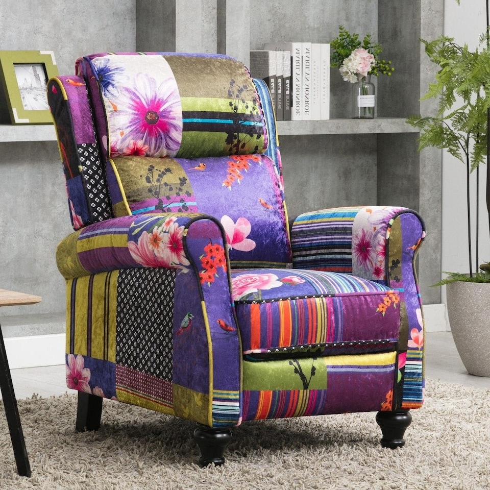image 1 of Fabric Patchwork Mary Manual Recliner Chair