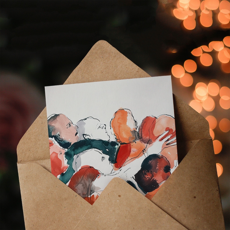 image 1 of Greeting Card Sport Rugby Football Scrum Close Up Watercolour Birthday