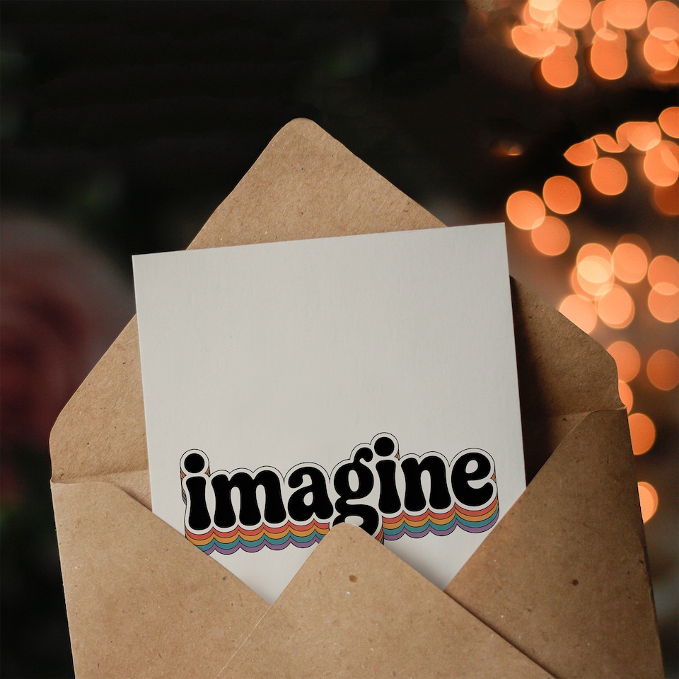 image 1 of Imagine Colourful Retro Rainbow Font Typography Good Luck Greeting Card