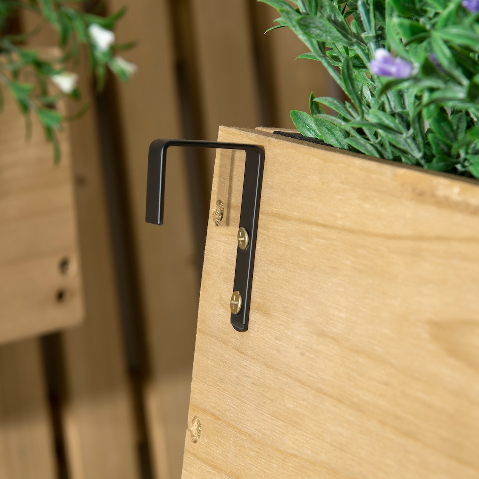 image 1 of Outsunny Wooden Garden Planters with Trellis Wall-mounted Raised Garden Bed