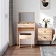 image 2 of HOMCOM Dressing Table Set Cushioned Stool Flip-up Mirror Chipboard - Wood Grain
