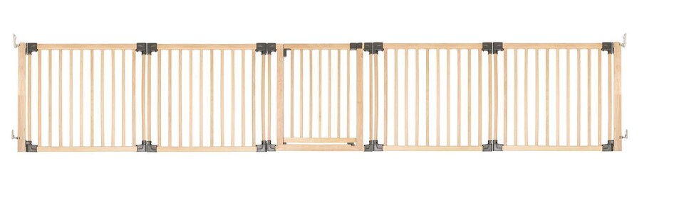 image 1 of Safetots Wooden Multi Panel Room Divider, up to 416cm, Natural Wood, 76cm Tall, Flexible Room Divider for Baby and Toddler | Cream | Natural