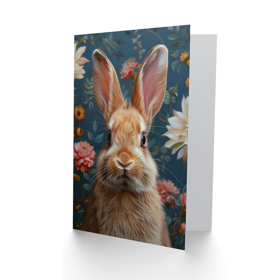 image 1 of Cute Bunny Floral Pattern Design Woman Rabbit Her Birthday Card