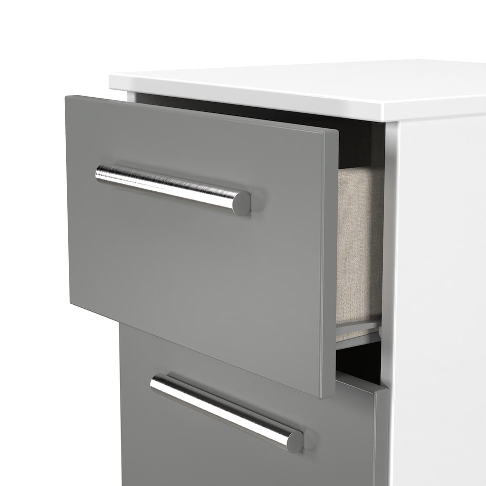 image 1 of Trent 3 Drawer Bedside Cabinet in Dusk Grey & White Matt (Ready Assembled) | Grey | Dusk Grey & White Matt