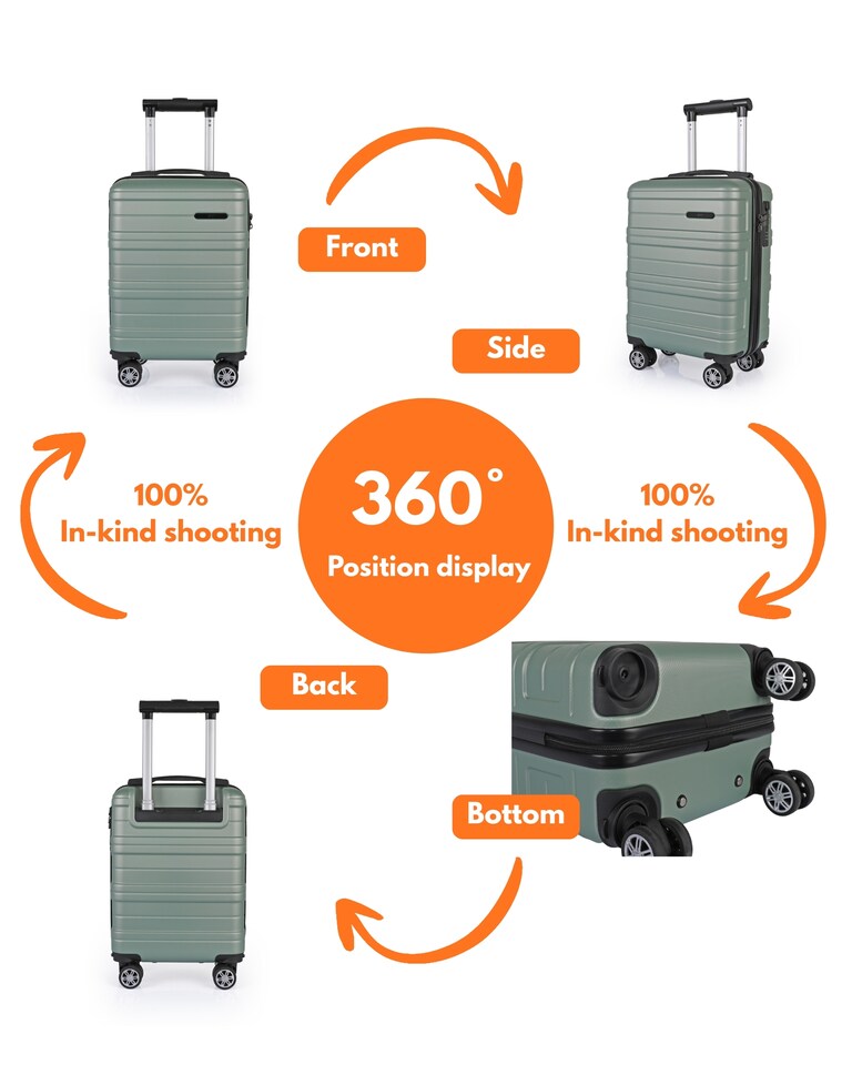 image 1 of Hard Shell Cabin Luggage 40x30x20 Carry On Suitcase TSA Lock | Green | Mint Green | Cabin Bag
