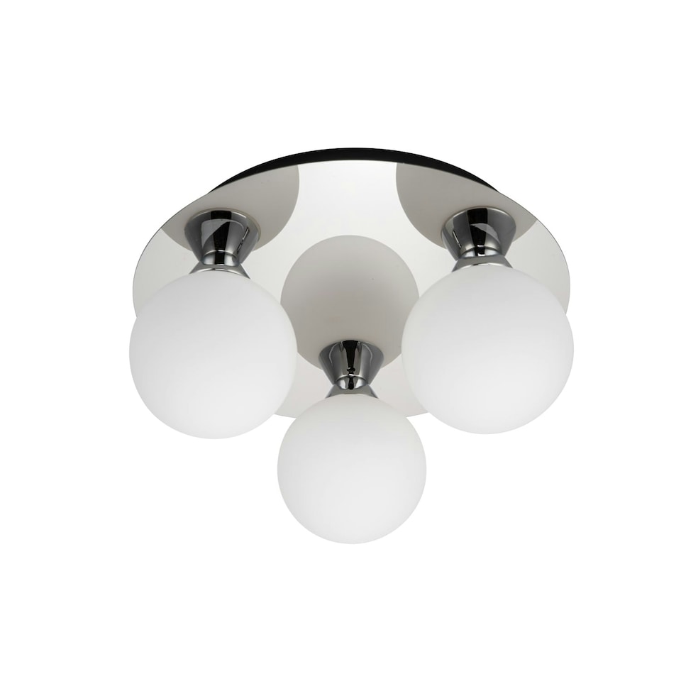 image 1 of COSYLYTE Bowen Bathroom 3 Light Glass Ceiling Flush Light Chrome