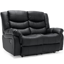 Seattle 2 Seater Manual High Back Bonded Leather Recliner Sofa (Black)
