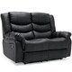 image 1 of Seattle 2 Seater Manual High Back Bonded Leather Recliner Sofa (Black)