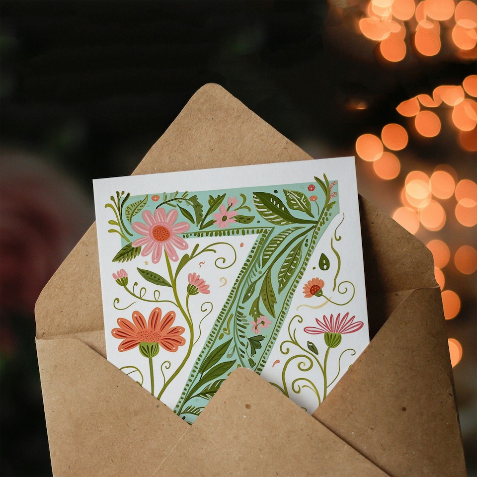image 1 of Letter Z Bright Watercolour Wildflowers Floral Birthday Card