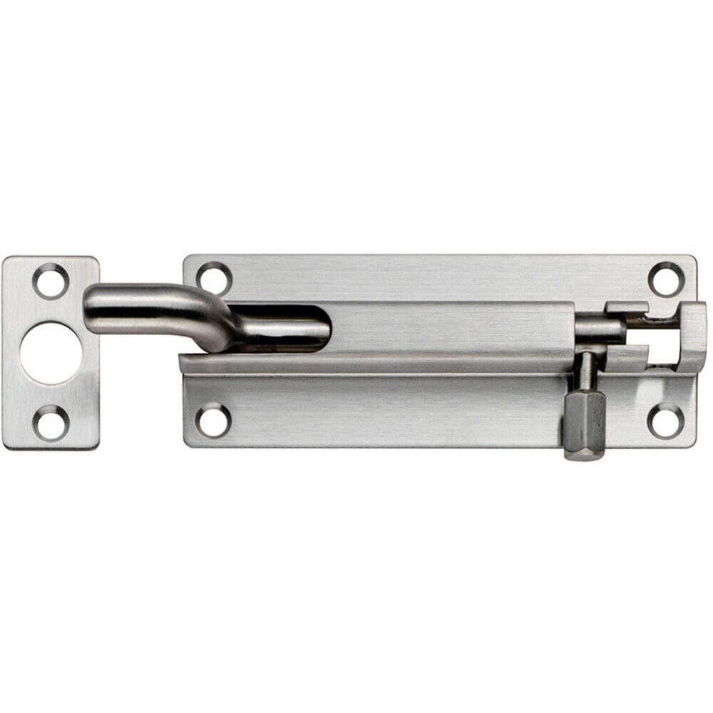 Loops Cranked Barrel Surface Mounted Door Bolt Lock 80 x 38mm Satin Stainless Steel in Metallics