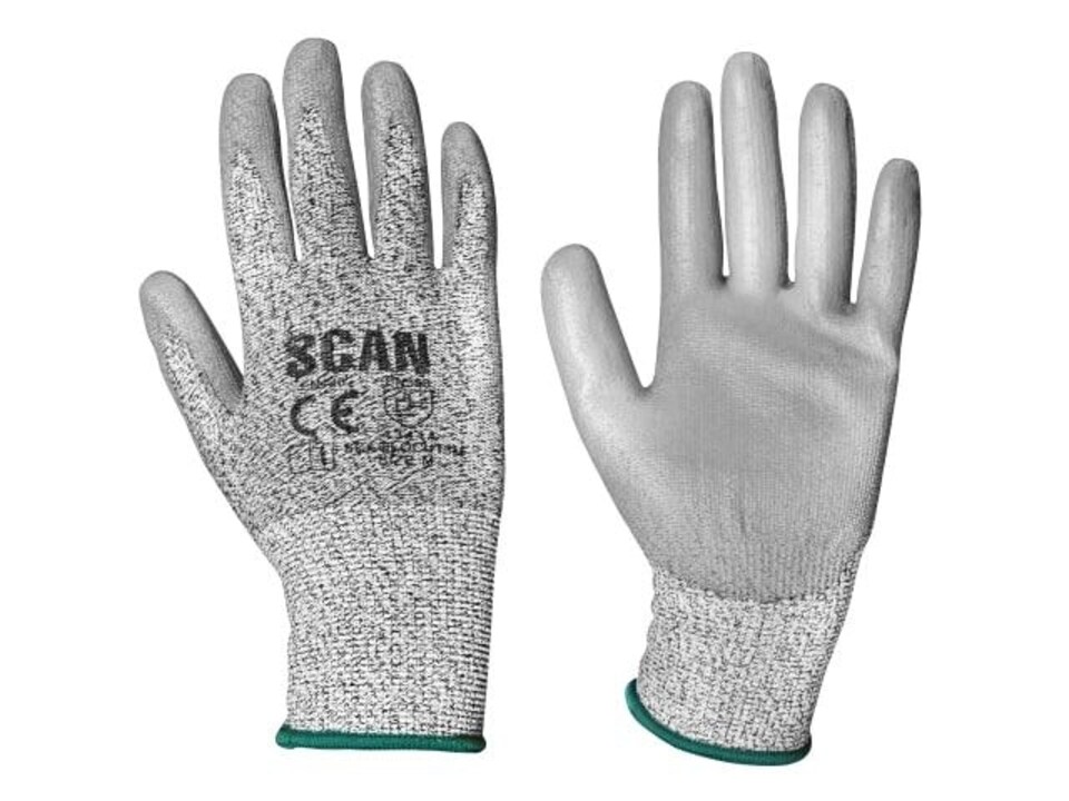 Grey PU Coated Cut 3 Gloves - M (Size 8) - SCAGLOCUT3M | Multi